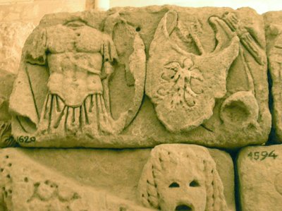 Shield and armour of a soldier from a sarcophagus by Roman